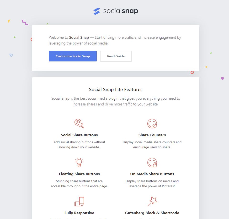 Socialsnap easy to use customizable plugin for WordPress